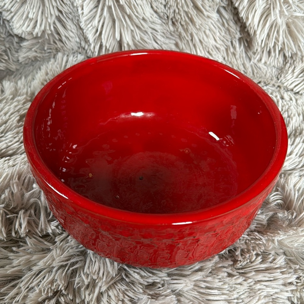 VINTAGE RED HANDMADE IN ITALY POTTERY BOWL BITOSSI STYLE EUC